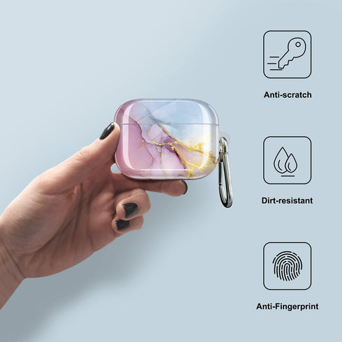JIAXIUFEN AirPods Pro Case Cover, Gold Sparkle Glitter Marble Design, Cute Full Protective Silicone TPU Skin for Women