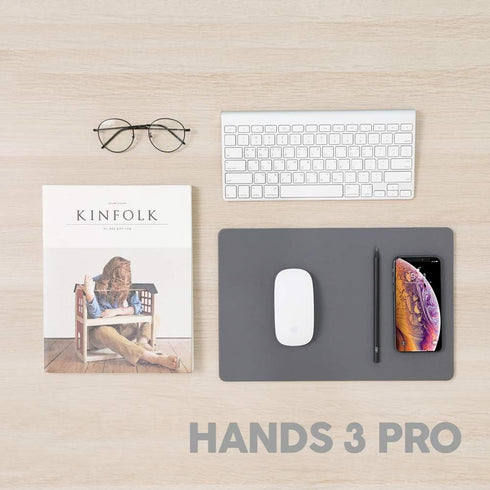 POUT H3 PRO Qi Wireless Charging Mouse Pad Mat - Charges MacBook, iPhone, Airpods, Samsung Galaxy, Dust Gray