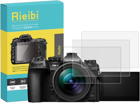 Rieibi (3 Packs) Screen Protector for Olympus OM-1 OM1 Digital Camera, 0.25mm 9H Tempered Glass Film Anti-Scratch
