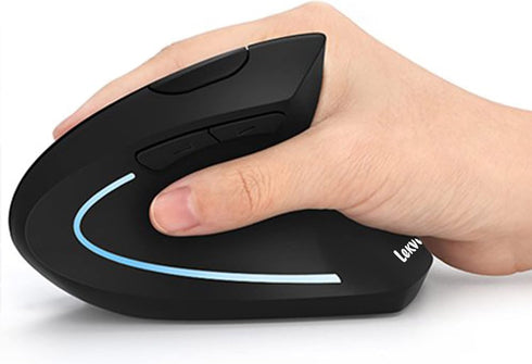 Lekvey Ergonomic Mouse, Vertical Wireless Mouse, Rechargeable 2.4GHz Optical Mouse with 3 Adjustable DPI Levels, Black