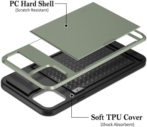 Vofolen Case for iPhone 11 - Wallet Card Holder with ID Slot, Anti-Scratch Dual Layer Hybrid TPU Bumper