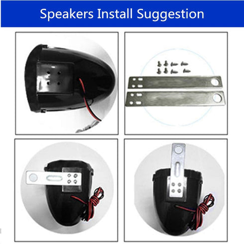 Motorcycle Audio Bluetooth Handfree System, FM Radio Stereo, Amplifier Speaker for UTV, ATV, USB Audio