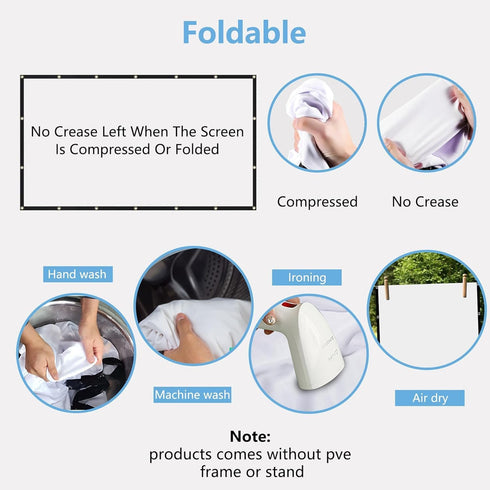 HCHIB 84 inch 16:9 Projector Screen Portable Projector Home Theater Movie Screen Foldable Indoor/Outdoor Support
