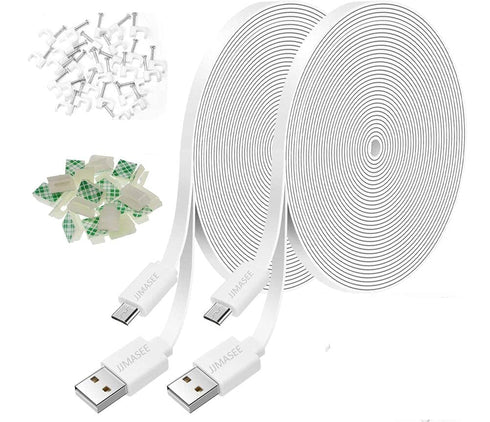 JJMASEE 2Pack 20FT Power Extension Cable for Wyze Cam V3/V4/OG/V3 Pro, Arlo, Eufy, SimpliSafe, Blink (White)