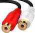 RCA 1 Male to 2 Female Audio Speaker Y Adapter Splitter Cable, 2 Pack / 0.6FT, OFC Conductor