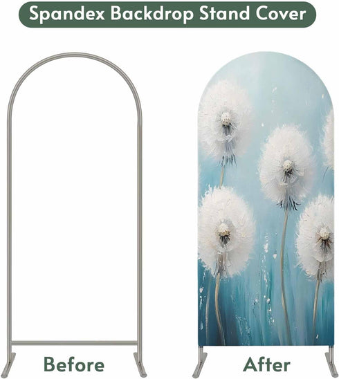 Jnbasdffb 6 White Spring Floral Wedding Arch Cover,Stretchy Spandex Arch Backdrop Stand Covers FT,Modern Oil Painting