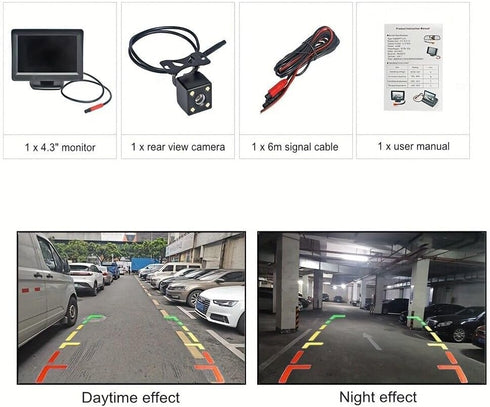 4.3 Inch TFT LCD Car Monitor, Vehicle Rear View Reverse Backup LED Camera Video Parking System for Cars