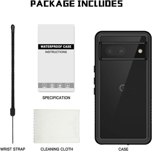 Lanhiem Pixel 7 Case, IP68 Waterproof Dustproof with Built-in Screen Protector, Rugged Full Body Shockproof Cover