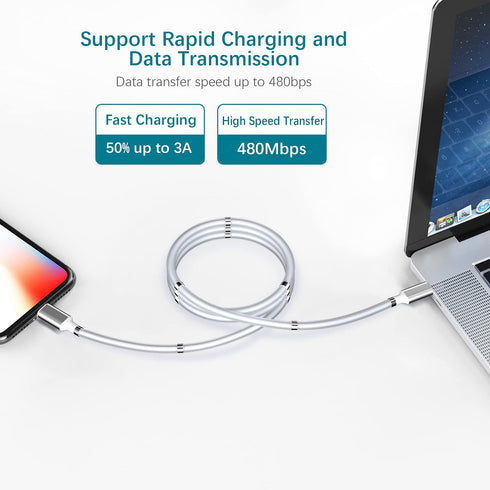 AICase Magnetic USB C to Lightning iPhone Cable, Type C Super Organized Charging Cable for iPhone