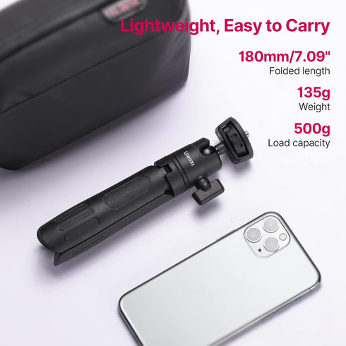 ULANZI M12 Extendable Selfie Stick for Gopro, Portable Vlog Tripod Stand with Phone Mount and Gopro Adapter