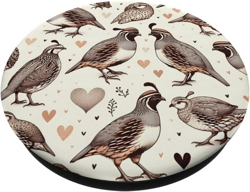Aesthetic Beautiful Quail Pattern PopSockets Standard PopGrip