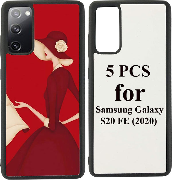5PCS Compatible with Samsung Galaxy S20 FE 5G Case, Sublimation Blanks Phone Case, 2 in 1 Soft Rubber TPU Cover
