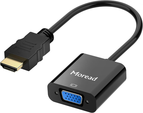 HDMI to VGA Adapter, Uni-Directional Gold-Plated (Male to Female) for Computer, Laptop, Monitor, Projector, Black