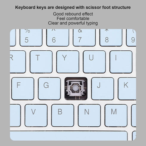Wireless Keyboard and Mouse, Rechargeable Bluetooth Combo, Ultra Slim Portable Set for Windows, Laptop, PC (Sky Blue)