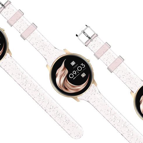 TOOBUR Smart Watch Band Compatible, Lamshaw Women Soft Silicone Glitter Clear Sport Strap for IDW13 1.8" Smart Watch