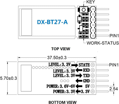 DX-BT27-A Bluetooth Module, Long Range Up to 420m, BLE 5.1 Wireless Bluetooth TF Transceiver Module for Arduino