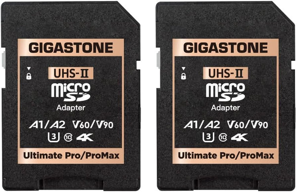 Gigastone UHS-II MicroSD to UHS-II SD Memory Card Adapter, Ultimate 2-Pack for Camera
