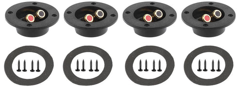 3 Double Binding Round Push Spring Loaded Jacks Connector Speaker Box Terminal Cup (Black - 4pcs)