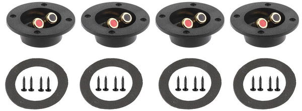 3 Double Binding Round Push Spring Loaded Jacks Connector Speaker Box Terminal Cup (Black - 4pcs)
