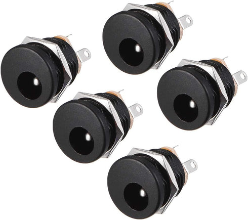 uxcell DC-022 5.5mmx2.1mm DC Power Jack Socket 3 Pin Female Panel Mount Connector, 5pcs