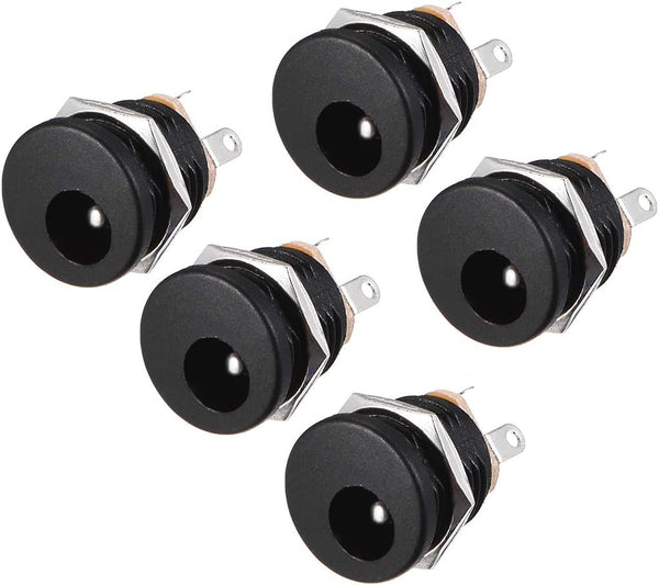 uxcell DC-022 5.5mmx2.1mm DC Power Jack Socket 3 Pin Female Panel Mount Connector, 5pcs
