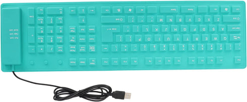 GOWENIC 108 Keys Foldable Silicone Keyboard, Waterproof USB Wired Plug and Play Mute Roll Up Keyboard for Computer