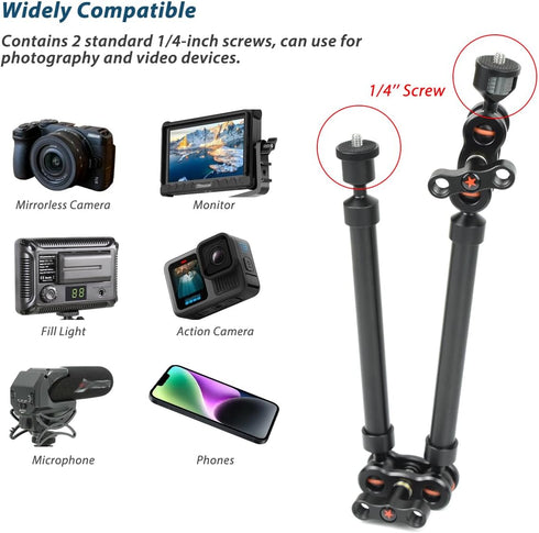 Akeipho 21"/53cm Adjustable Magic Arm with Super Clamp, Overhead Phone Mount, Heavy Duty Desk Camera Mount