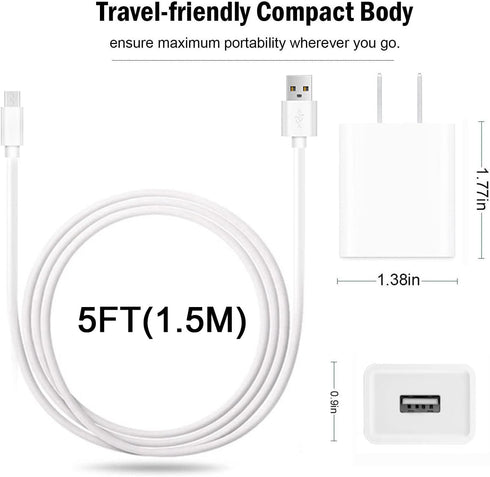5V AC Power Adapter Charger with 5ft USB Charging Cord for Vtech RM5754/HD/2HD, RM5764/HD/2HD, RM5864/HD/2HD,
