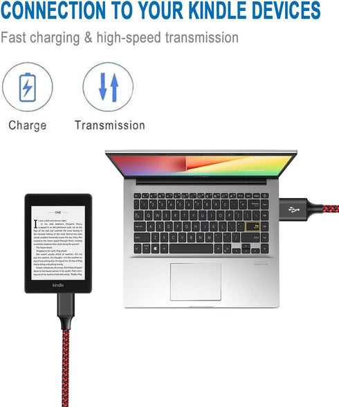 Micro USB Cable Compatible with Fire Tablet HD 7 8 10, E-Readers, Samsung Galaxy, 6 FT Braided Fast Charging Cord