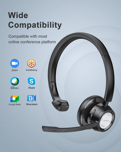 Link Dream Trucker Bluetooth Headset, 20H Talktime Wireless Headset with 270° Rotatable Noise Cancelling Microphone USB