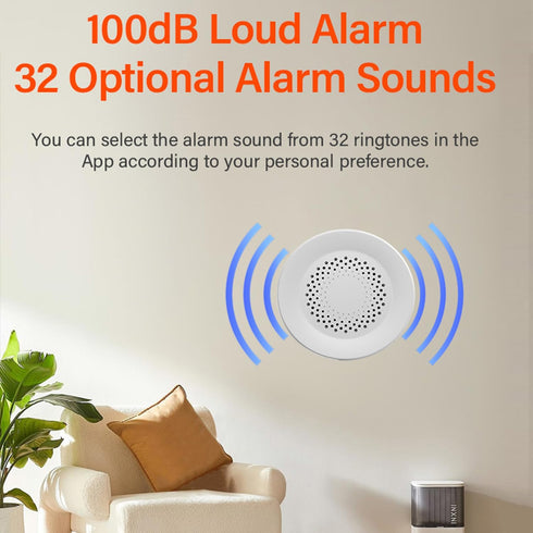 WiFi Siren Alarm, Smart Home Wireless Burglar Alarm, 100dB Sounder, Tuya App Control, Compatible with Alexa