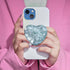 Expanding Mobile Cell Phone Grip Heart Shape Glass Holder for Smartphones, Sliver Shell