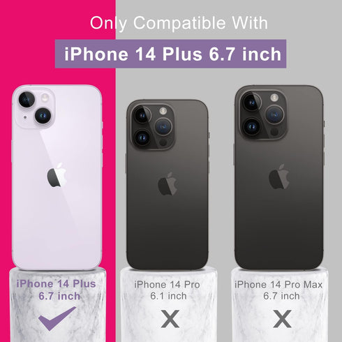 DEENAKIN iPhone 14 Plus Case with Screen Protector, Enhanced Camera Cover, Slim Fit Protective Phone Case, Hot Pink