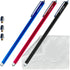 3-Pack Fine Micro-Knit Mesh Tip Capacitive Stylus Pens 7.3’’ for Touch Screens, Extra Long, Cleaning Cloth (Black,