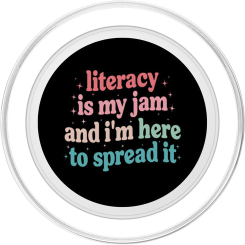 Retro Literacy Is My Jam Teacher Literacy Advocacy Literacy is My Jam and I'm Here to Spread it PopSockets PopGrip