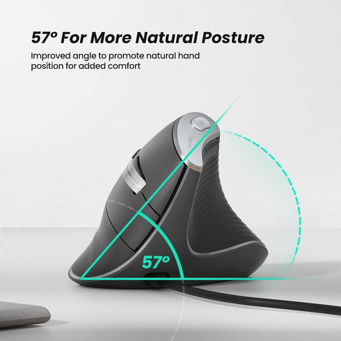 Nulea M504 Wired Vertical Mouse, USB Ergonomic Optical Mouse with 4 Adjustable DPI, Grey