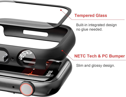 12 Pack Tempered Glass Screen Protector for Apple Watch Series 8 & 7 41mm, JZK Hard PC Full Coverage Slim Guard Bumper