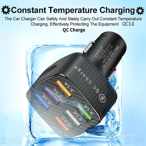 Car Charger Adapter, 2 Pack Alanph QC3.0 Multi Port Fast Charging USB Charger for iPhone, Android, Samsung, iPad