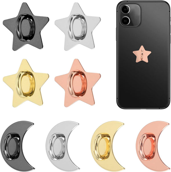 SynHHergyx 8 Pcs Stars Moon Cell Phone Ring Holder Metal Phone Finger Grip