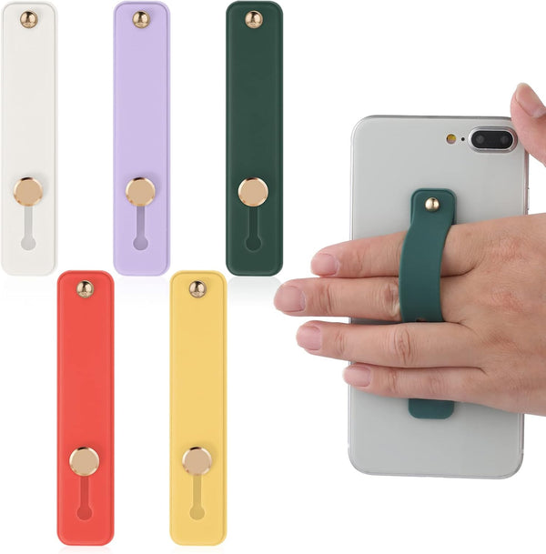 Phone Loop Finger Holder, 5pcs Phone Grip Straps, Silicone Phone Finger Strap for Most Smartphones (Yellow, Purple,