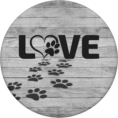 PopSockets Standard PopGrip Black pattern Dog Paw print tracks heart love On Gray look