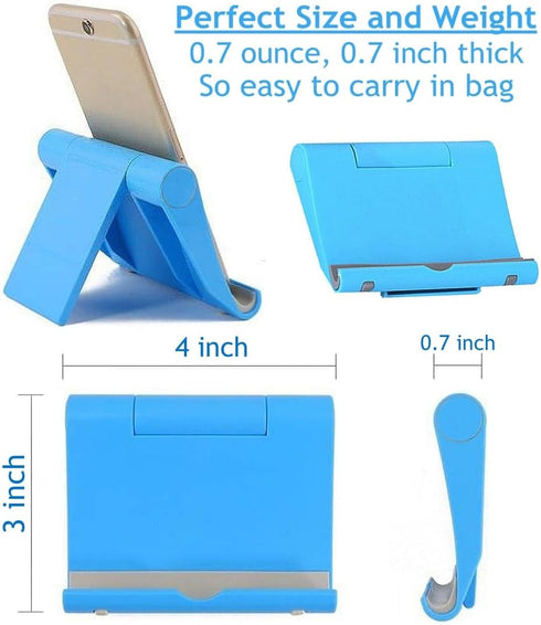 Adjustable Foldable Cell Phone Stand for Desk, Compatible with Most Devices, Lightweight (Blue)