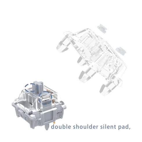 GATERON Silent Silver Keyboard Switches, Dual-Rail Fully Silent 3 Layer 5 Pin Linear DIY RGB (10PCS)