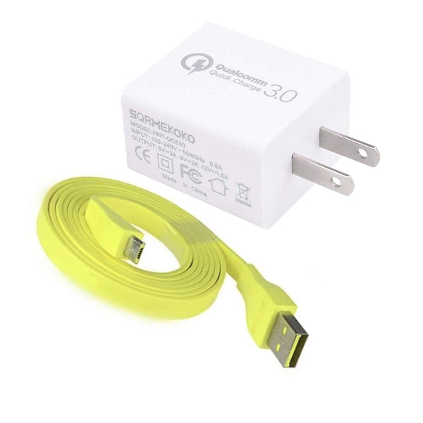 Sqrmekoko Quick Charger Cable Adapter for Ultimate Ears UE BOOM MEGABOOM Wireless Speaker, White & Yellow