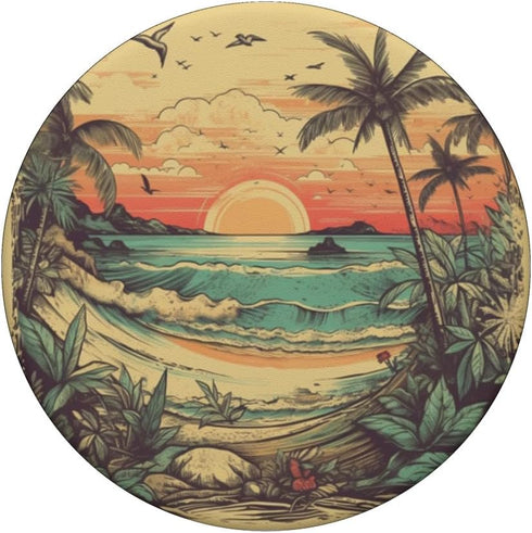 Tropical Beach Surfing Holidays Summer Palms Ocean Sun PopSockets Standard PopGrip