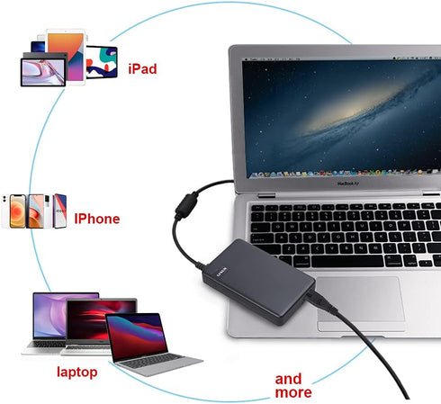 Universal Laptop Charger 90W Slim AC Adapter - Power Supply Cord with Dual USB Ports for Most Notebooks