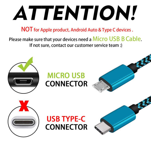 Micro USB Android Phone Charger Cable, 2pack 6ft Fast Charging Cord for Moto E5 G5 G6 Play, Kindle Fire HD, PS4