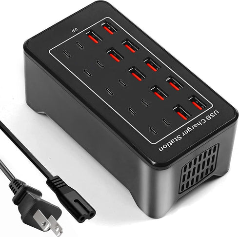 USB C Charger Block 100W Charging Station, 20-Port (20A) Multiple Charging Hub for Apple iPhone, iPad, Samsung, Pixel,