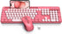 Wireless Keyboard and Mouse Combo, Retro Round Keycaps, Cute Full-Size Typewriter Keyboard with Phone Holder, 2.4GHz