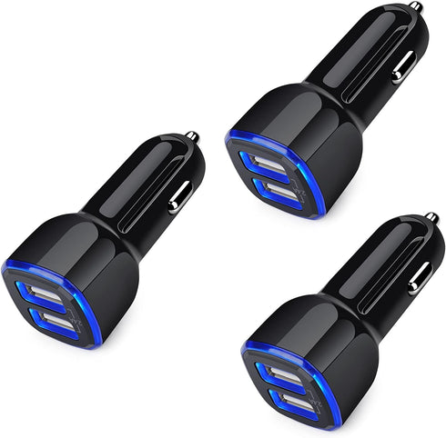 Car Charger for iPhone, 3Pack 2.4A Dual Port Fast Charge Adapter for iPhone 15 14 13 12 11 Pro Max & Samsung